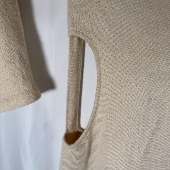 Rachel Comey Baby Alpaca Dress Women's Large Ivory Long Sleeve Side Cutouts - Picture 7 of 14